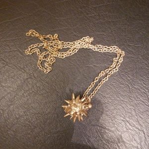 Spiked charm with long sterling silver chain